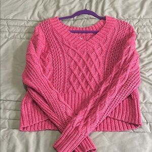 Women's Pink Cable Knit Sweater
